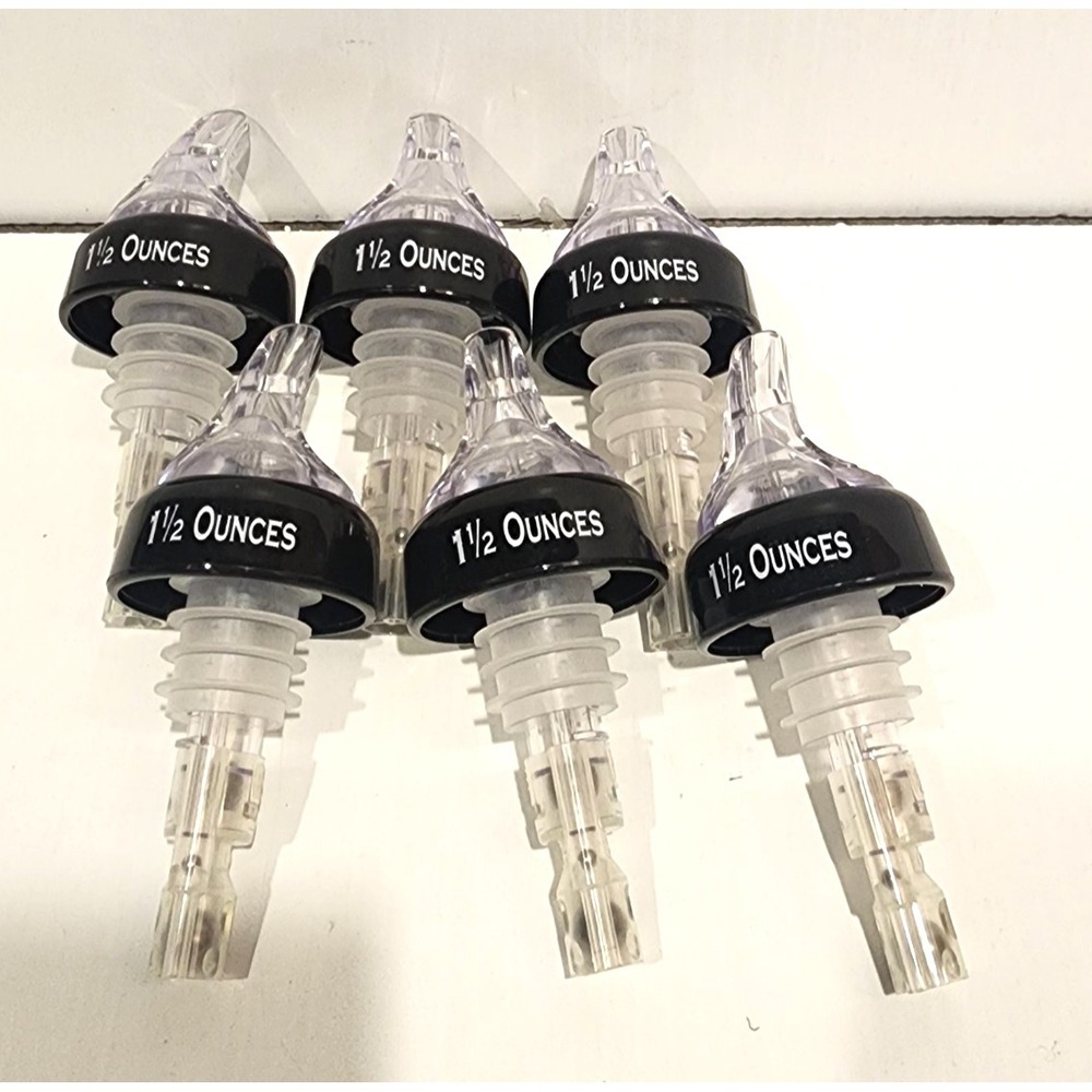 Measured Liquor Pourer Bar Spouts Clear, 1.5oz (45ml)  Lot of 6 NEW